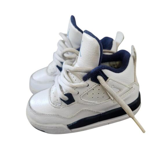 Jordan Other - Jordan 4 Retro Columbia Midnight Navy White Toddler Baby Shoes Size 6C OG Kids